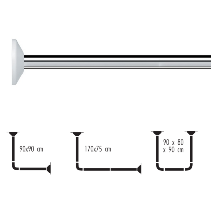 spirella Barre tringle pour rideau de douche d'angle modulable à  fixer en Alu MAGIC UNIVERSAL Finition Brillante Spirella