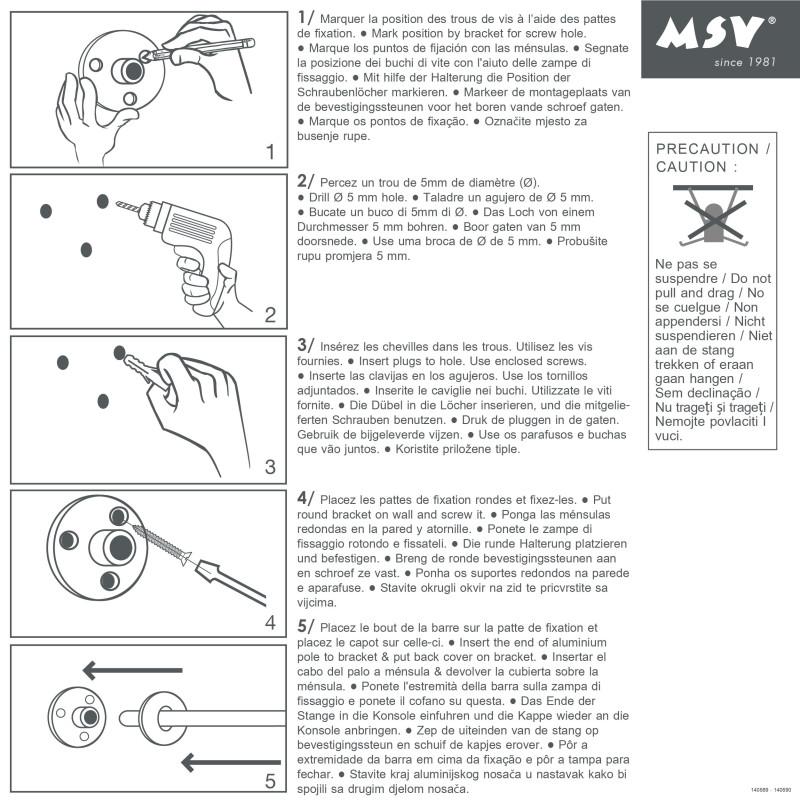 Spirella Barre Tringle Pour Rideau De Douche Incurvée à  Fixer En Alu Chromé 80x80cm MSV