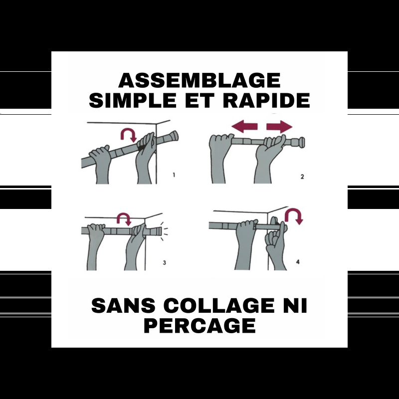 Spirella Barre Tringle Pour Rideau De Douche Ou Baignoire Extensible Sans Perçage 110-200cm Inox MSV