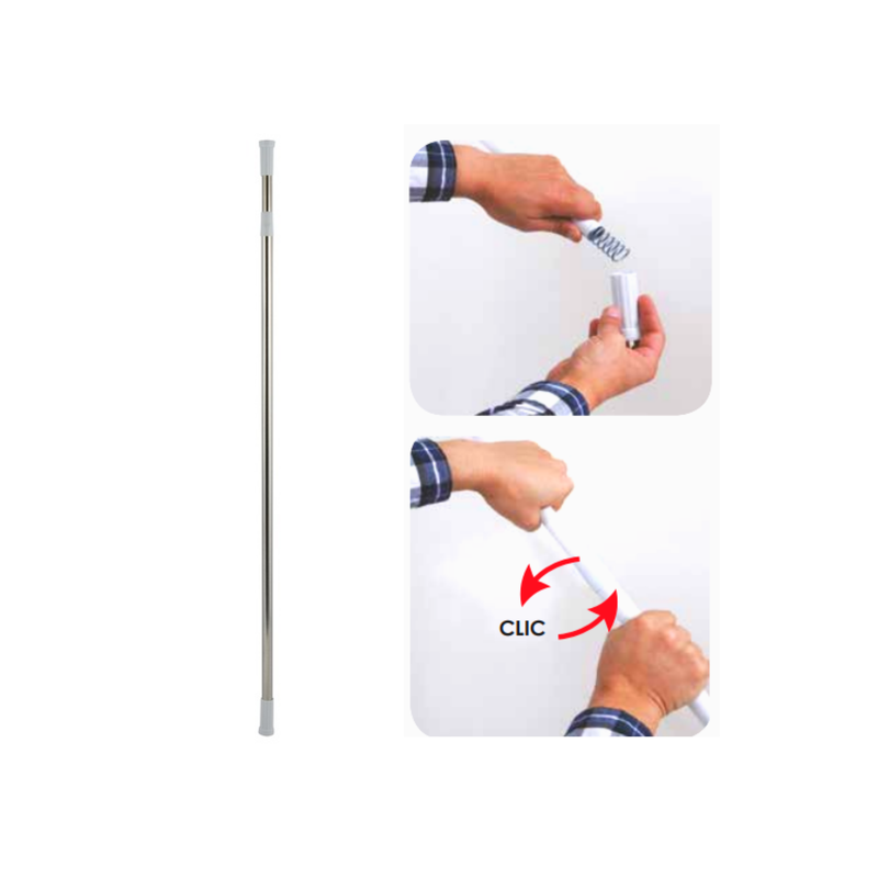 Spirella Barre Tringle Pour Rideau De Douche Ou Baignoire Extensible Sans Perçage 110-200cm Inox MSV