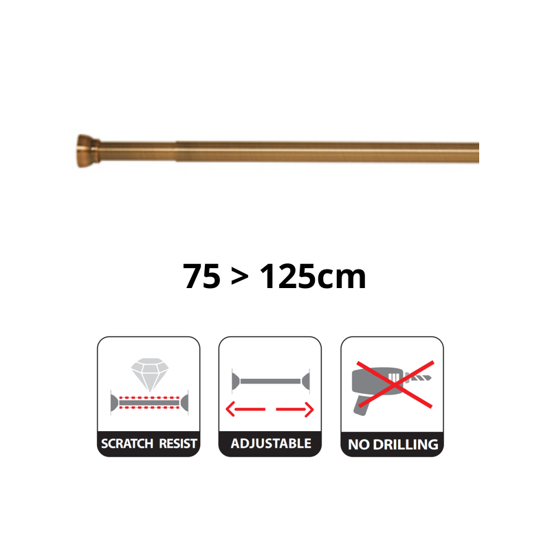 Spirella Barre Tringle Pour Rideau De Douche Ou Baignoire Extensible Sans Perçage En Alu KRETA 75-125cm Doré Spirella