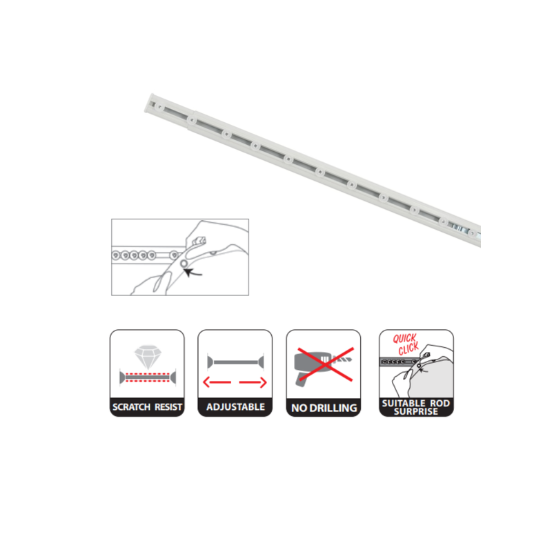 Spirella Barre Tringle Pour Rideau De Douche Ou Baignoire Extensible Sans Perçage En Alu SURPRISE 75-125cm Blanc Spirella