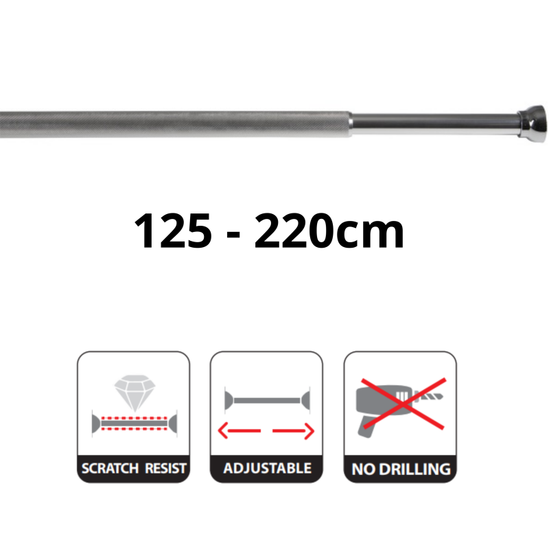 Spirella Barre Tringle Pour Rideau De Douche Ou Baignoire Extensible Sans Perçage En Alu ARIOS 125-220cm Finition Brillante Spirella