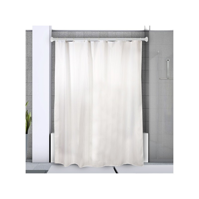 spirella Barre tringle pour rideau de douche ou baignoire extensible sans perçage en Alu DECOR 75-125cm Blanc Spirella