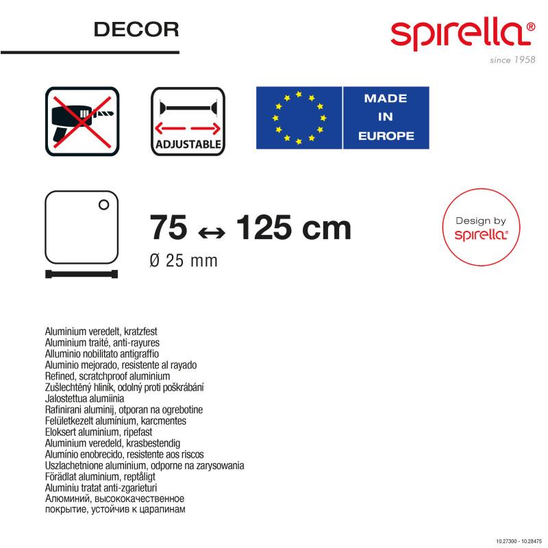 Spirella Barre Tringle Pour Rideau De Douche Ou Baignoire Extensible Sans Perçage En Alu DECOR 75-125cm Finition Brillante Spirella