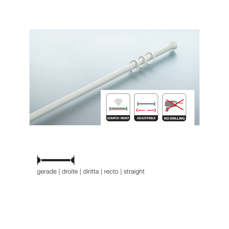 Spirella Barre Tringle Pour Rideau De Douche Ou Baignoire Extensible Sans Perçage En Alu MAGIC 75-125cm Blanc Spirella