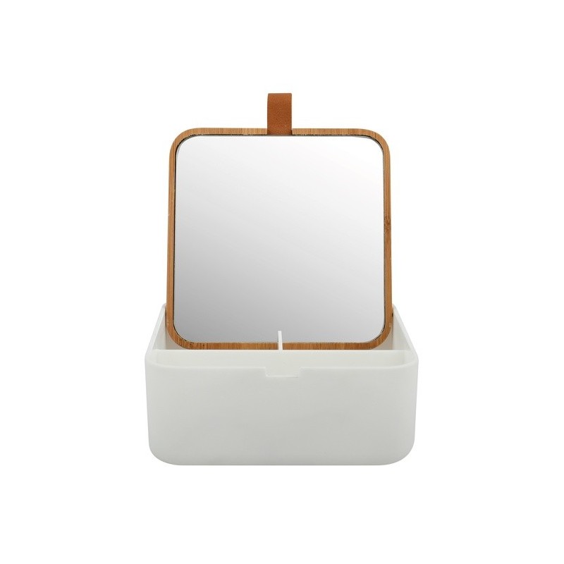 Spirella Boîte à bijoux Avec Miroir Bambou & PS Carré ALAIS Blanc Spirella