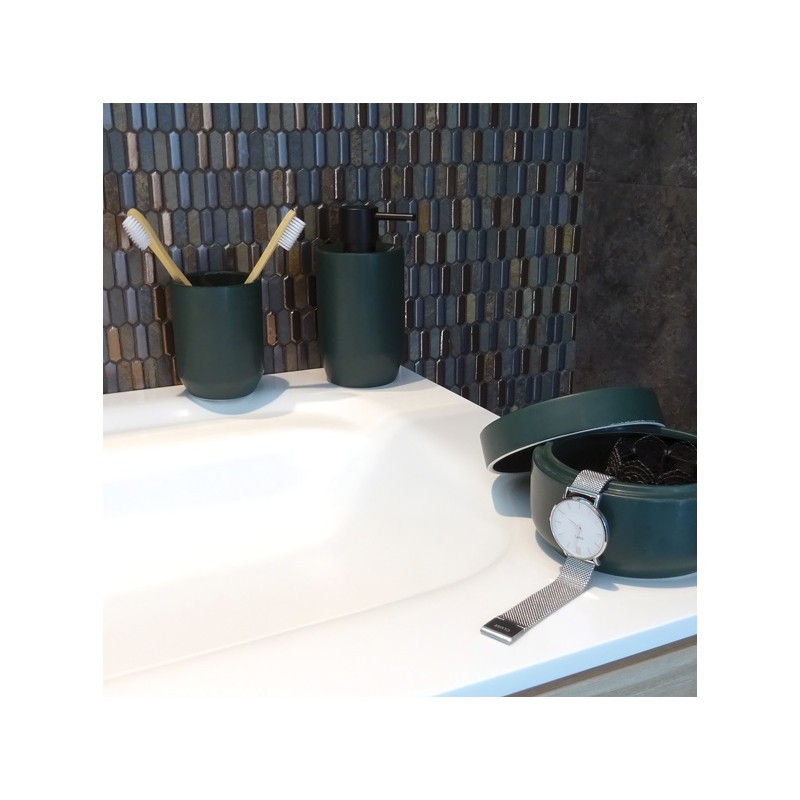 Spirella Boite à Cotons Céramique JARO Vert Foncé Spirella