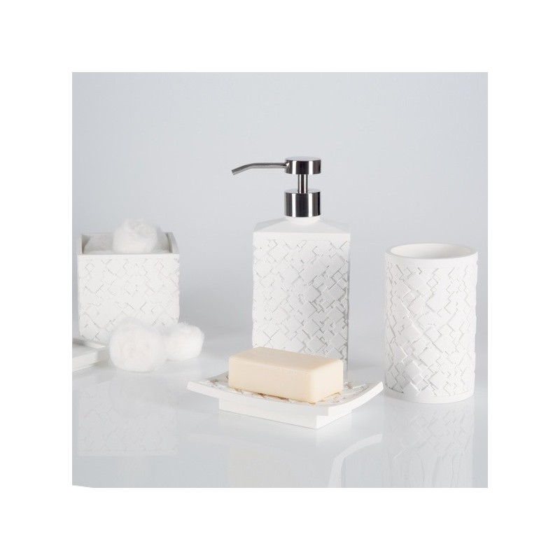 Spirella Boite à Cotons Polyrésine AGDA Blanc Spirella