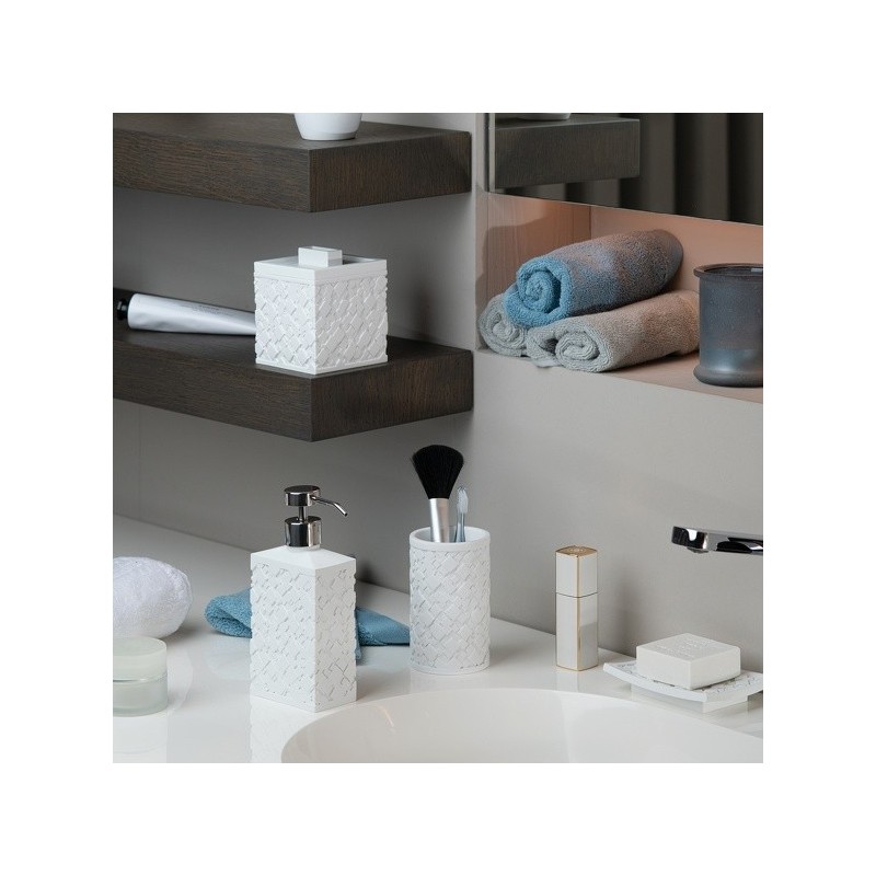 Spirella Boite à Cotons Polyrésine AGDA Blanc Spirella