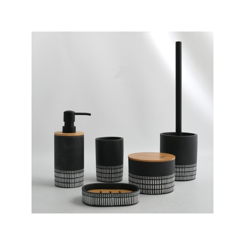 Spirella Boite à  Cotons Polyrésine & Bambou YUMA Gris Foncé Spirella