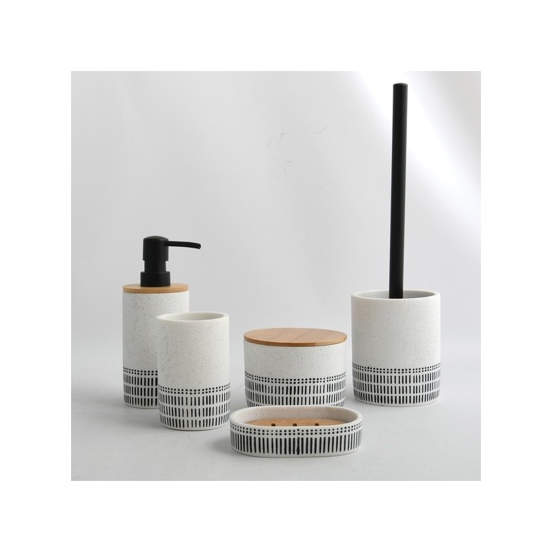 Spirella Boite à  Cotons Polyrésine & Bambou YUMA Noir & Blanc Spirella