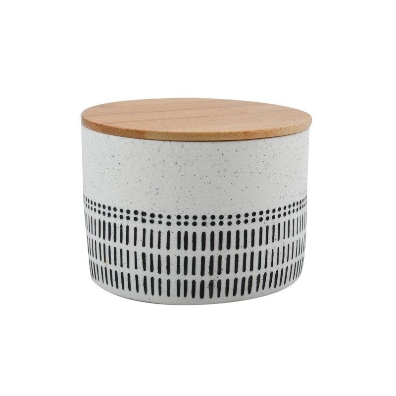 spirella Boite à  cotons Polyrésine & Bambou YUMA Noir & Blanc Spirella