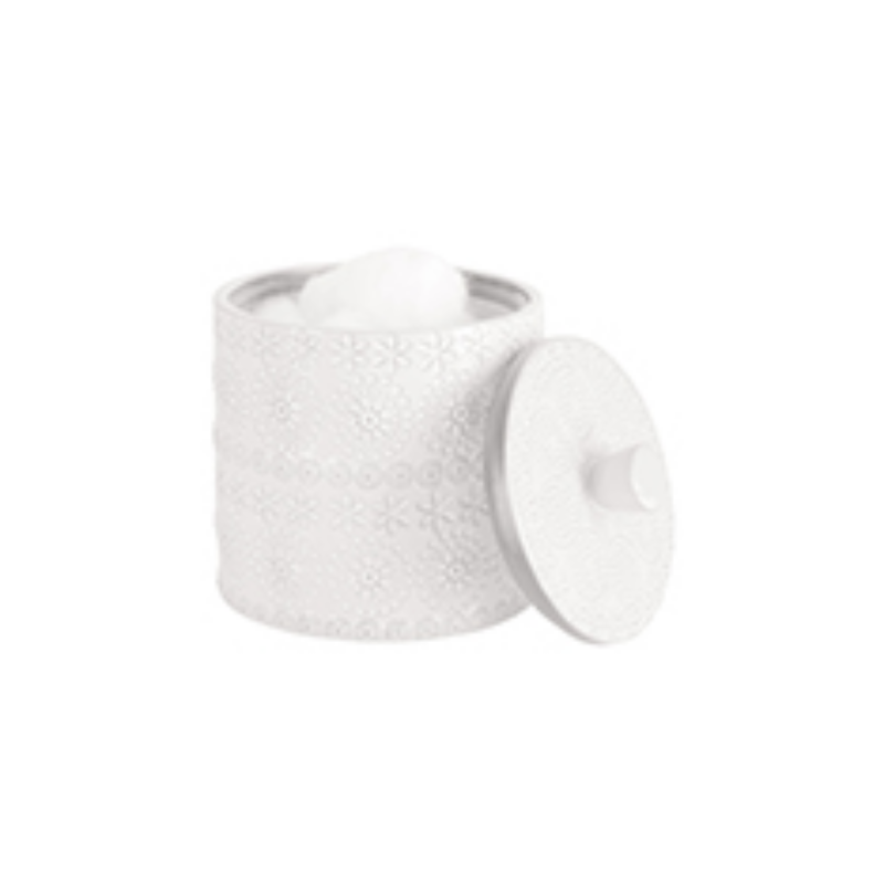 Spirella Boite à  Cotons Porcelaine RELIEF Blanc Spirella