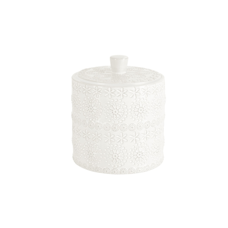 spirella Boite à  cotons Porcelaine RELIEF Blanc Spirella