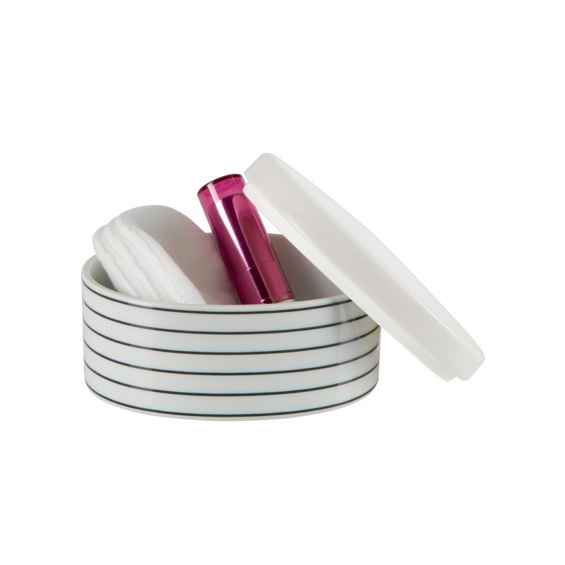 spirella Boite à  cotons Porcelaine VISBY Noir & Blanc Spirella