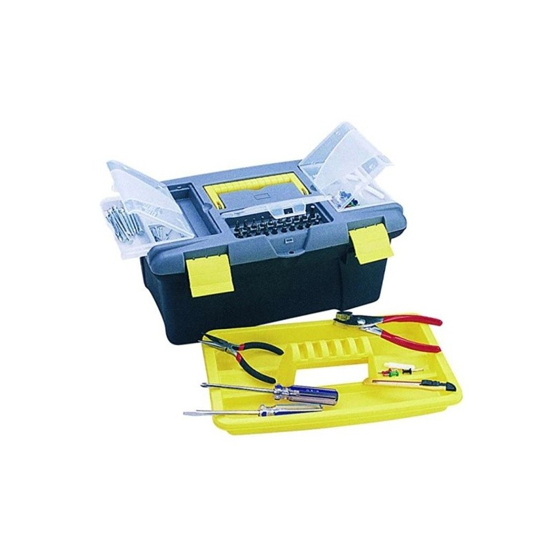 Spirella Boite Organisateur à Outils Avec Plateau Et Compartiments 33cm Noir & Jaune MSV