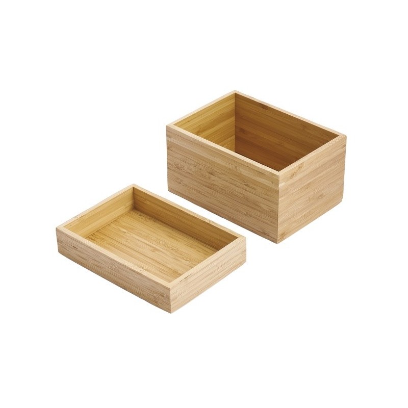 Spirella Boite Organisateur Polyvalent 2 Compartiments Empilables Bambou ISALYS Beige MSV