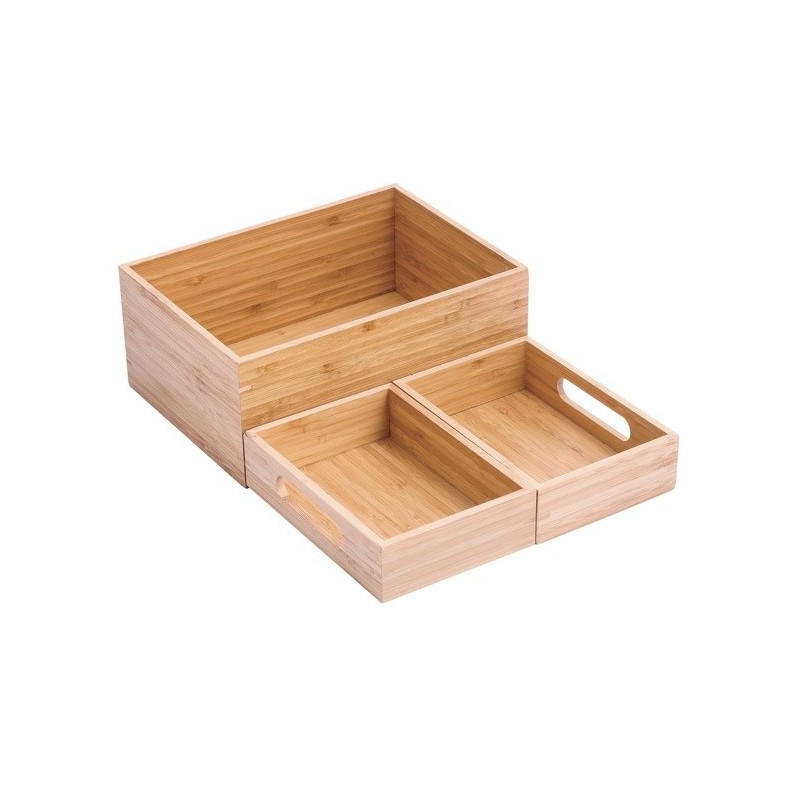 Spirella Boite Organisateur Polyvalent 3 Compartiments Empilables Bambou ISALYS Beige MSV