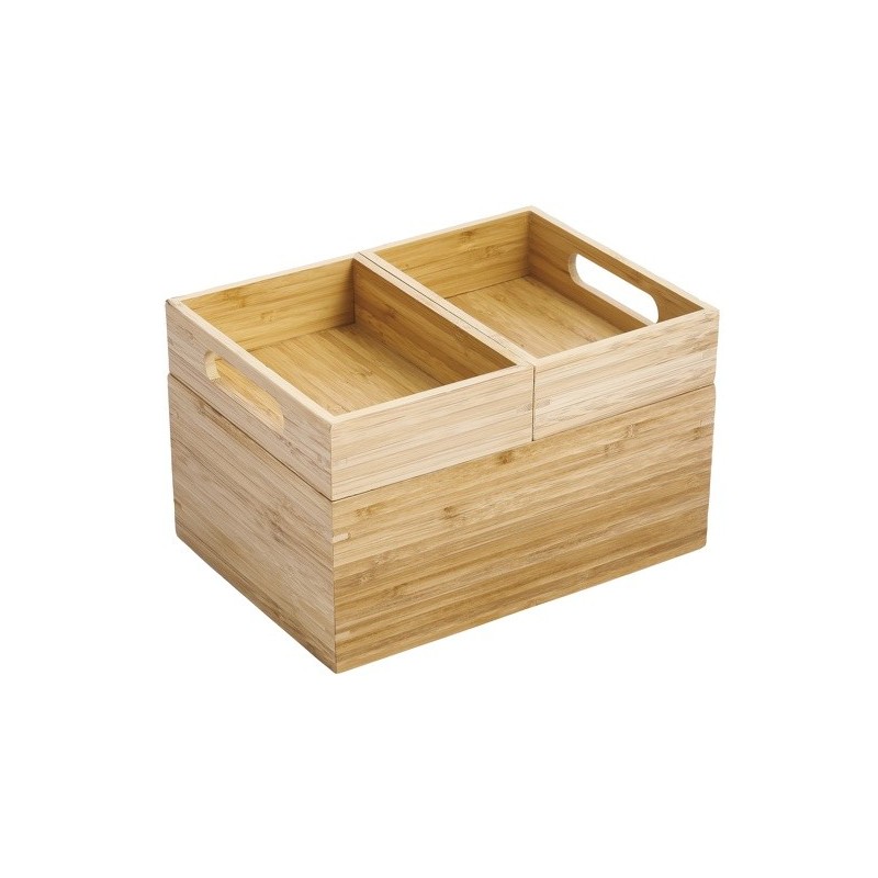 Spirella Boite Organisateur Polyvalent 3 Compartiments Empilables Bambou ISALYS Beige MSV