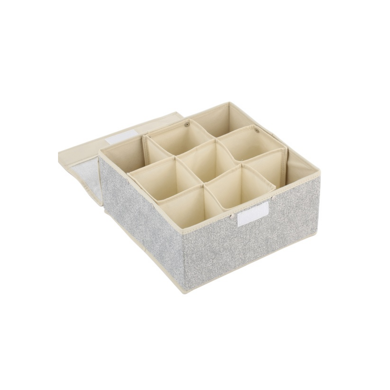 Spirella Boite Tiroir De Rangement Microaérée Et Respirant Avec 9 Compartiments Et Couvercle Gris MSV