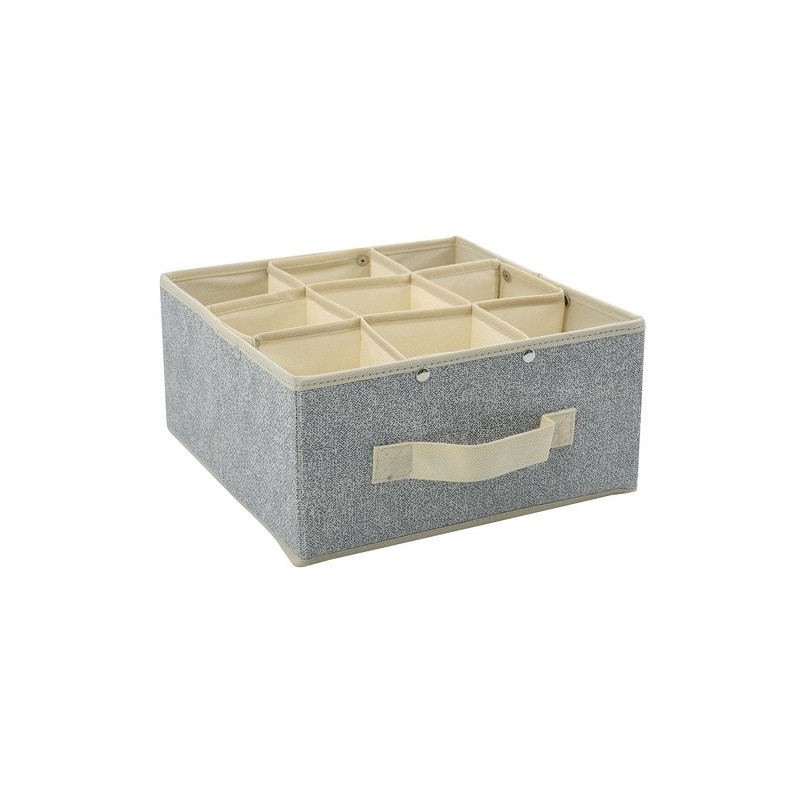 spirella Boite Tiroir de rangement microaérée et respirant avec 9 compartiments Gris MSV