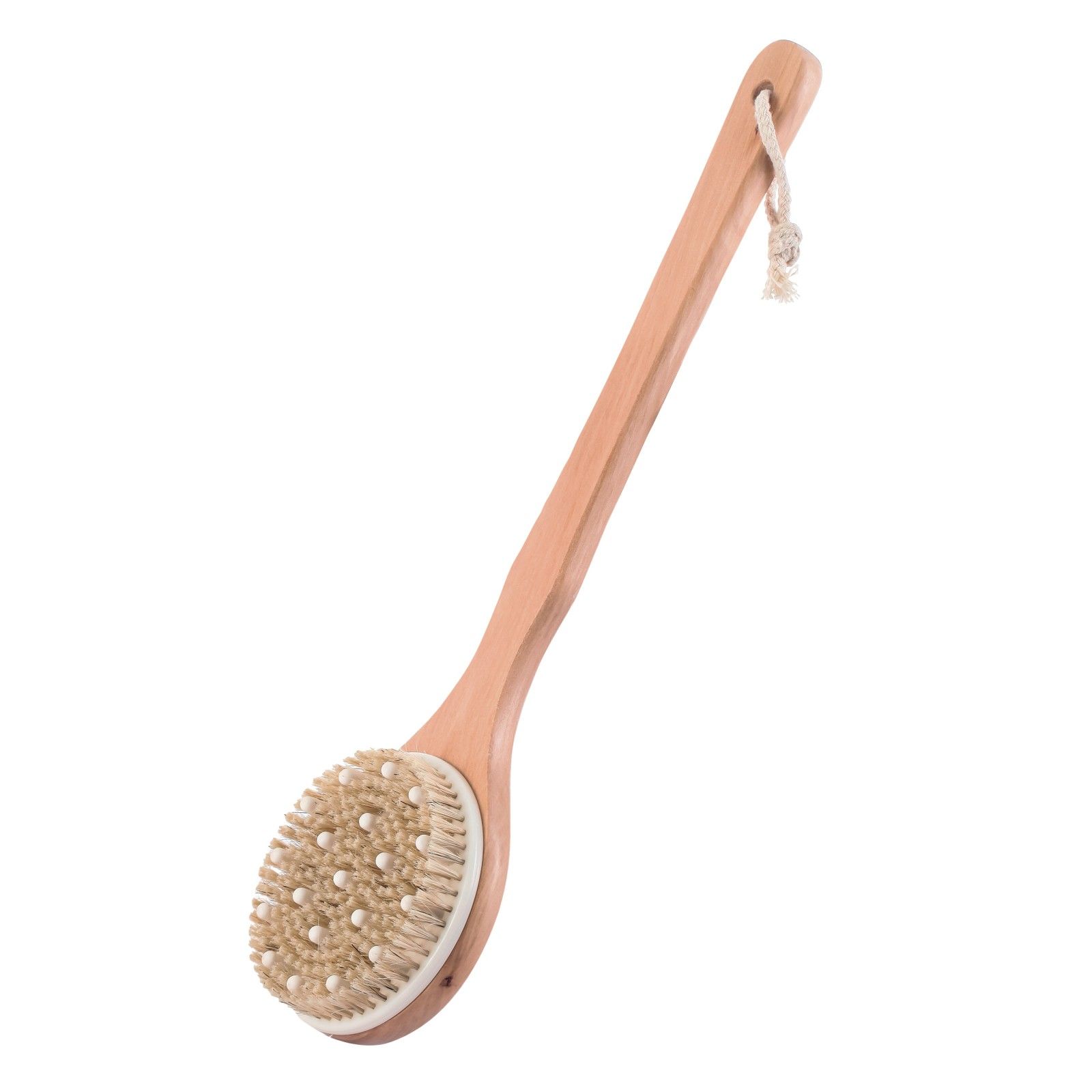spirella Brosse de bain en bois exfoliante avec manche long MSV