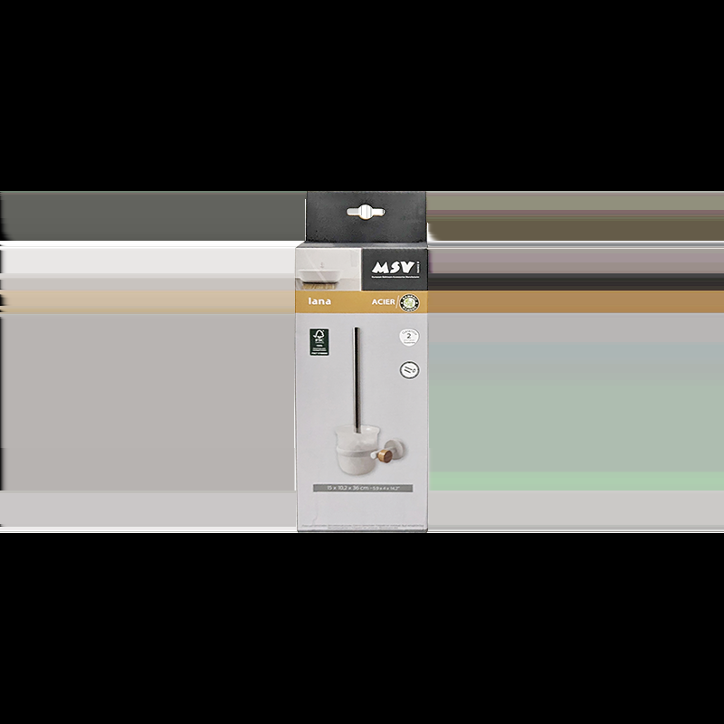 Spirella Brosse Wc Avec Support à  Fixer Acier & Bambou IANA Blanc Mat MSV