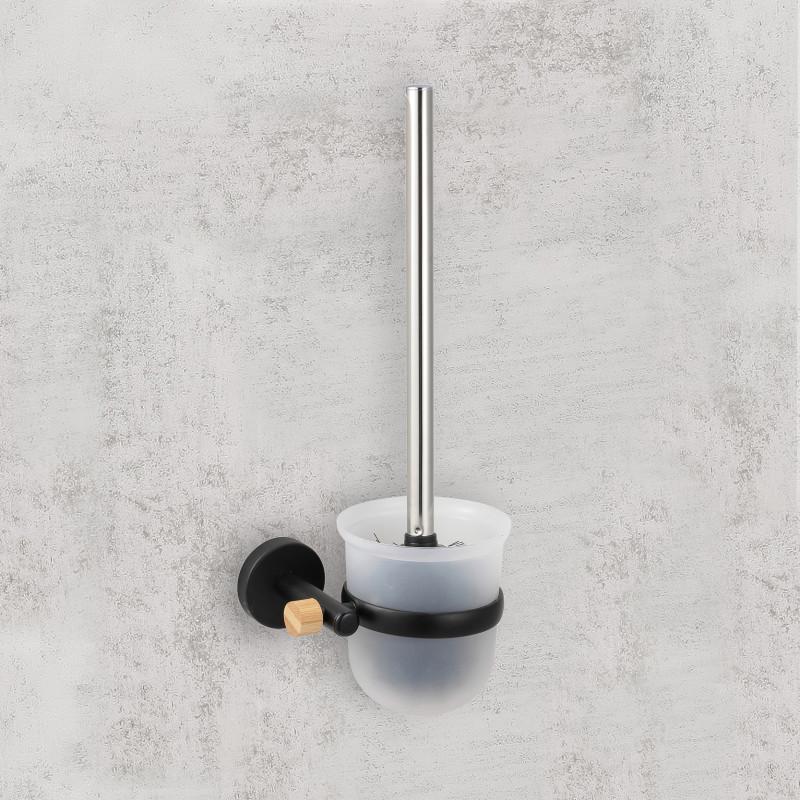 Spirella Brosse Wc Avec Support à  Fixer Acier & Bambou IANA Noir Mat MSV