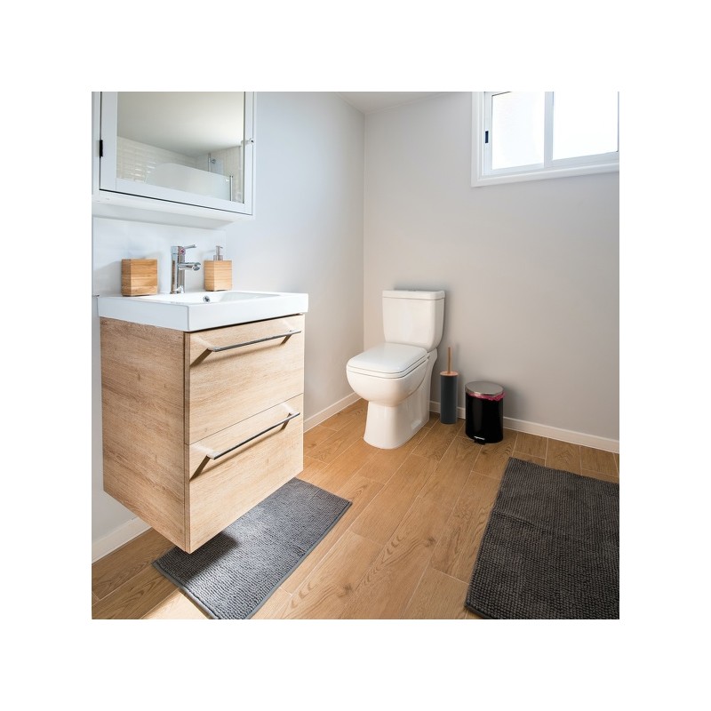 Spirella Brosse Wc Avec Support Acier & Bambou ADONIS Gris Foncé Mat - Poils Résistants En Silicone Spirella