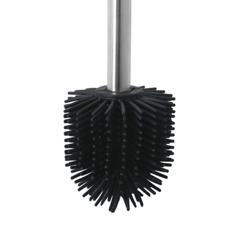 Spirella Brosse Wc Avec Support Acier & Bambou ADONIS Gris Noir Mat - Poils Résistants En Silicone Spirella
