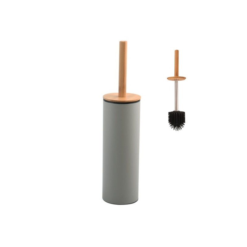 Spirella Brosse Wc Avec Support Acier & Bambou ADONIS Taupe Mat - Poils Résistants En Silicone Spirella