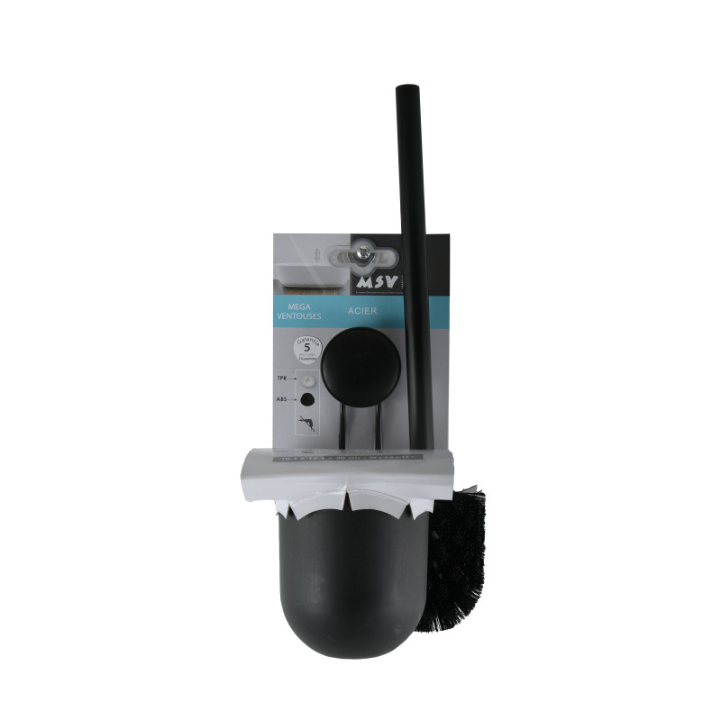Spirella Brosse Wc Avec Support Mural Acier Mega Ventouse Noir MSV