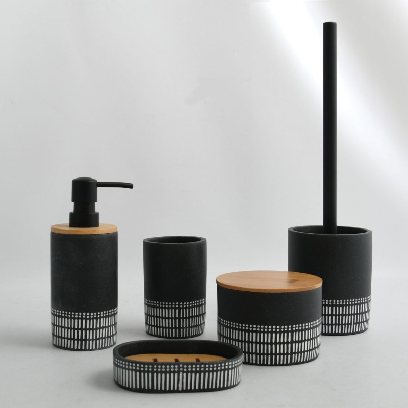 Spirella Brosse Wc Avec Support Polyrésine & Bambou YUMA Gris Foncé Spirella