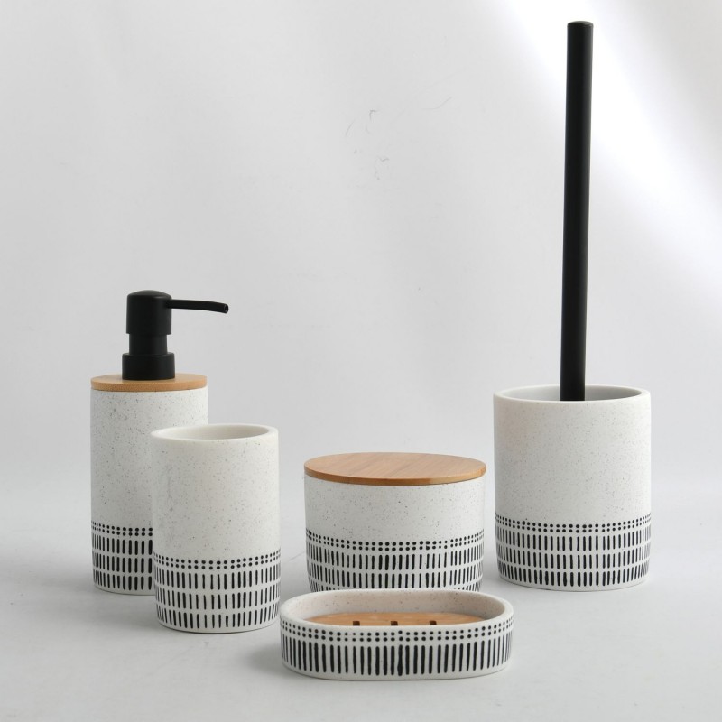 Spirella Brosse Wc Avec Support Polyrésine & Bambou YUMA Noir & Blanc Spirella