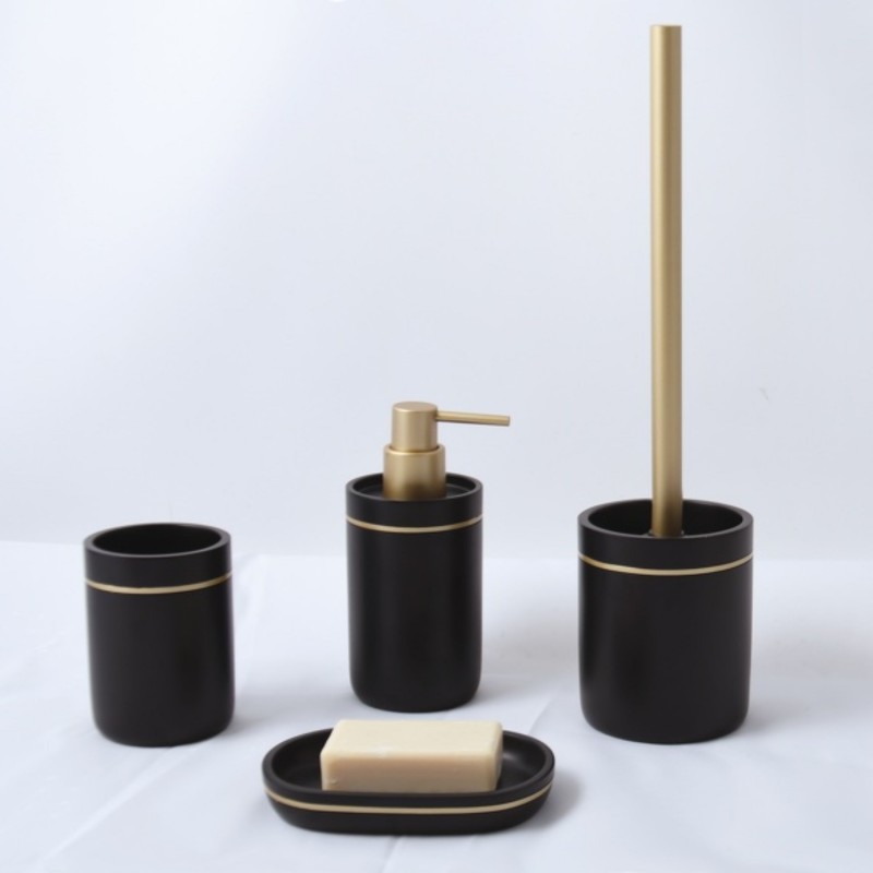 Spirella Brosse Wc Avec Support Polyrésine BLY Noir & Doré Spirella