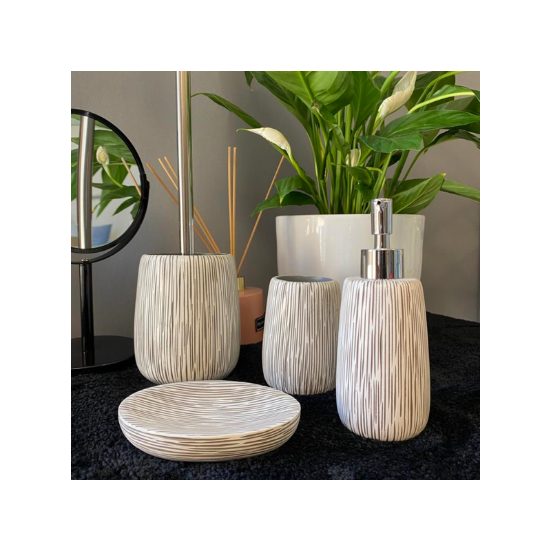 Spirella Brosse Wc Avec Support Polyresine HOLLIS Blanc & Taupe Spirella