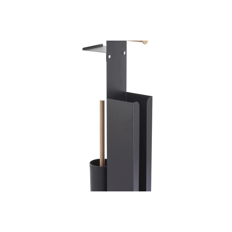 Spirella Combiné Wc Avec Support Smartphone Acier & Bambou YONI Noir Mat Spirella