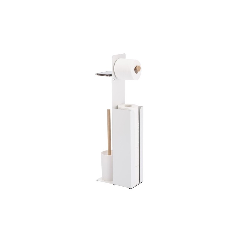 spirella Combiné Wc avec support smartphone Acier & Bambou YONI Blanc mat Spirella