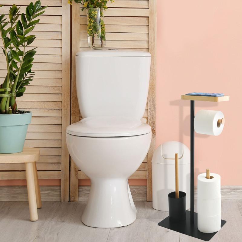 Spirella Combiné Wc Avec Support Smartphone TEIKI Bambou Noir MSV