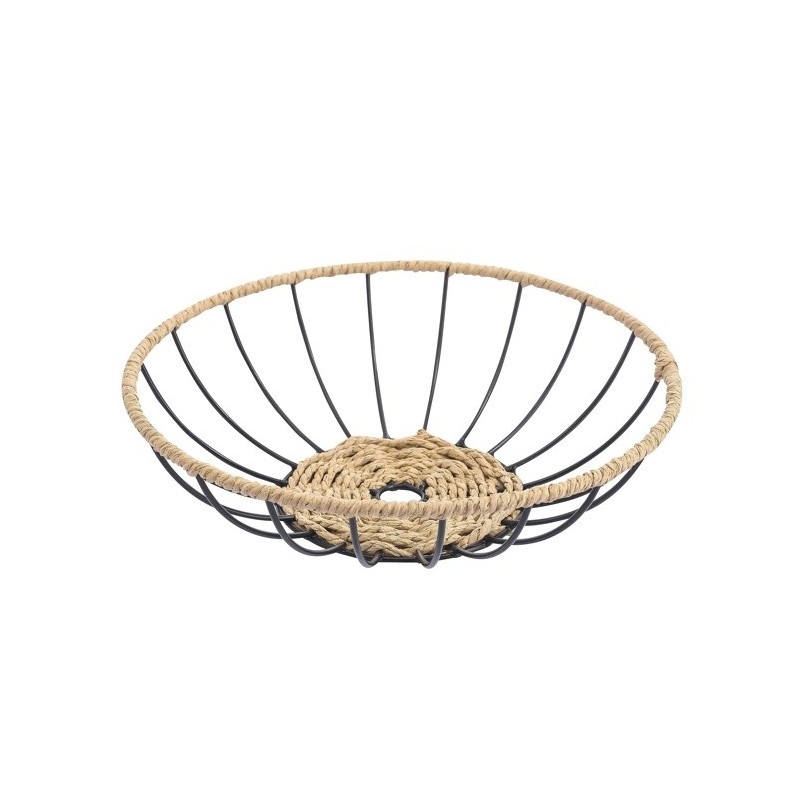 Spirella Corbeille à  Fruits Design Industriel Acier & Corde En Papier WAPI Noir Mat MSV