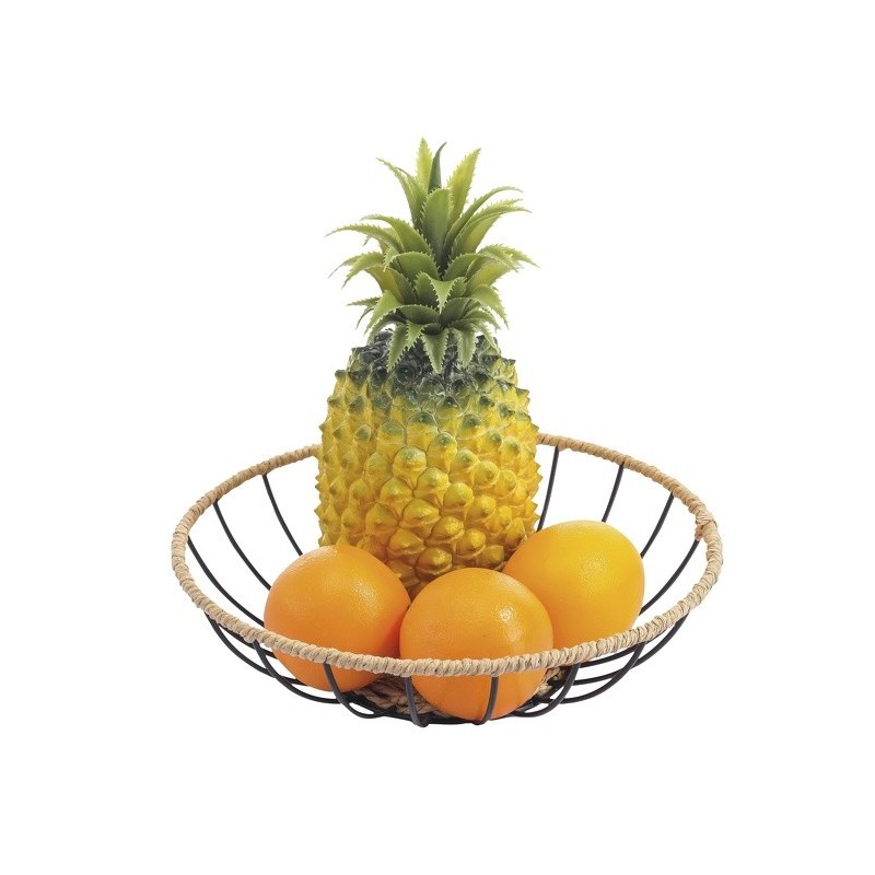 spirella Corbeille à  fruits design industriel Acier & corde en papier WAPI Noir mat MSV