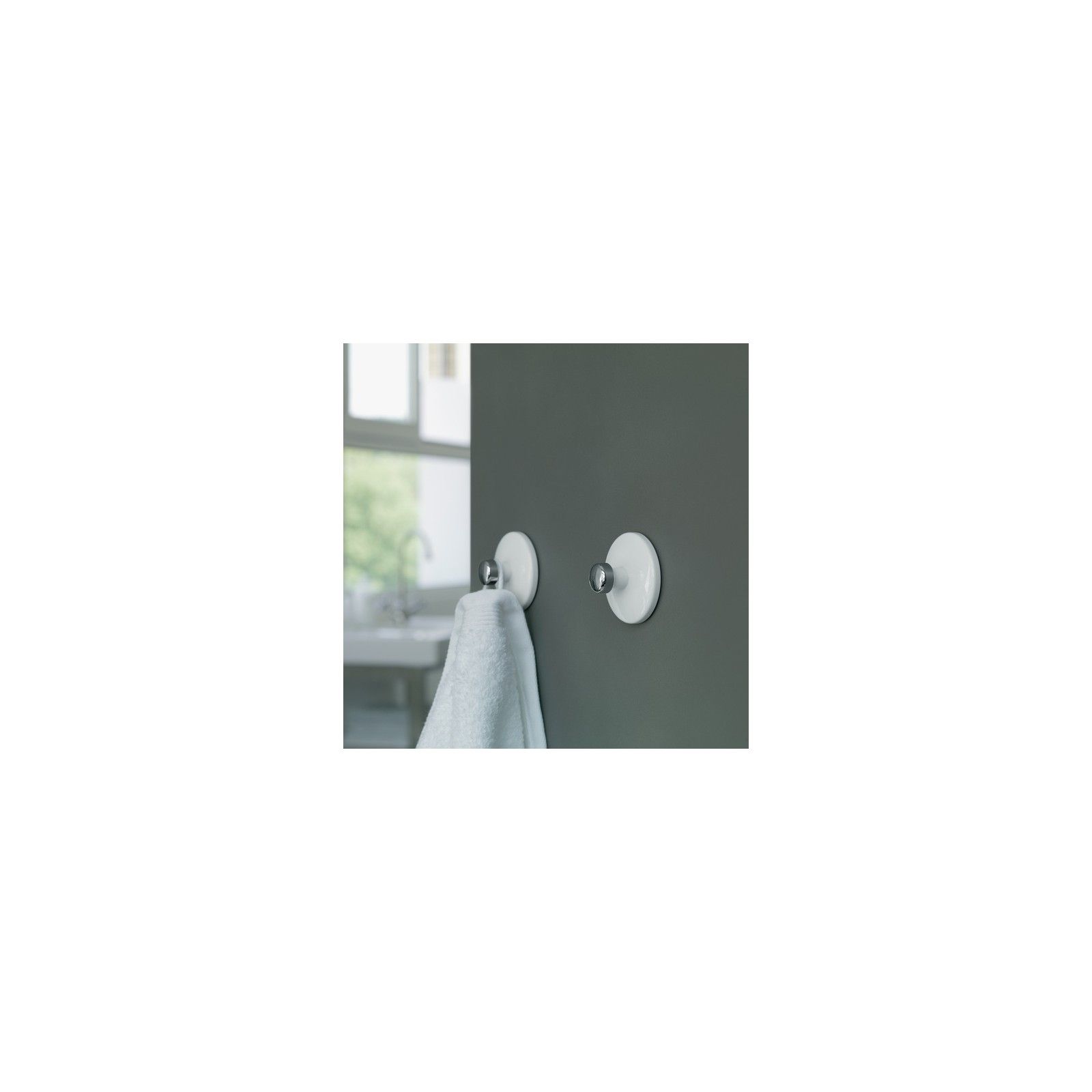 Spirella Crochet Mural Pour Serviette BOWL Blanc & Argent Spirella