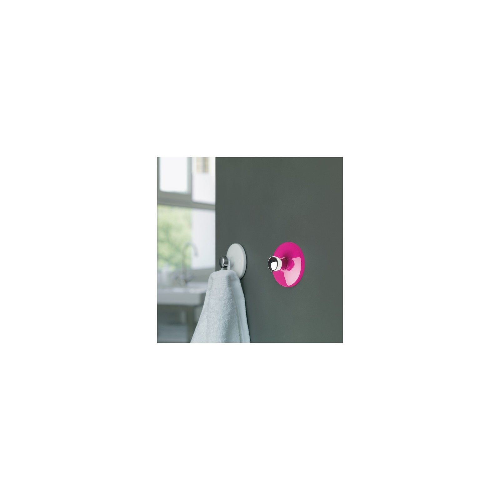 Spirella Crochet Mural Pour Serviette BOWL Rose & Argent Spirella