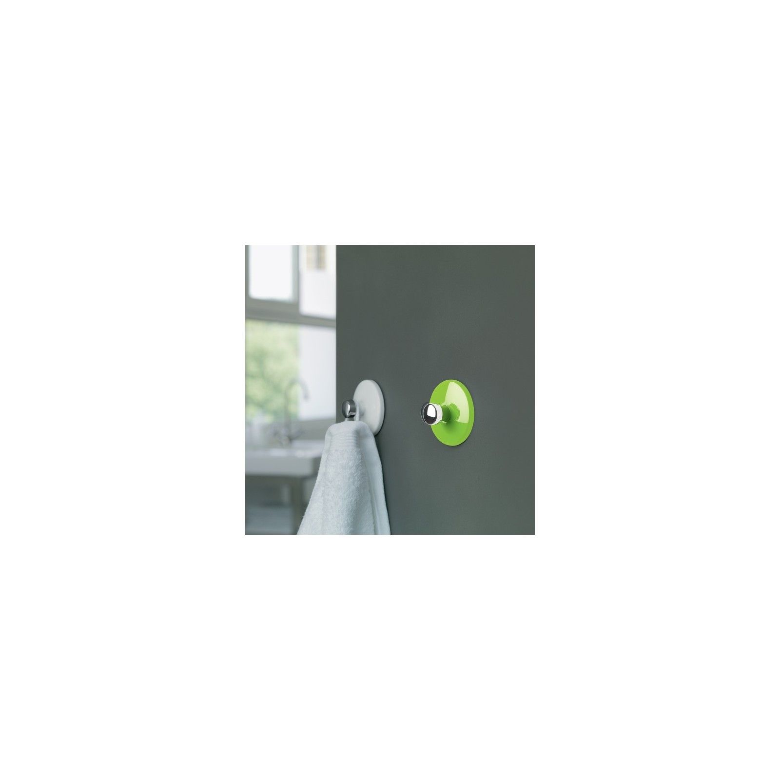 Spirella Crochet Mural Pour Serviette BOWL Vert & Argent Spirella