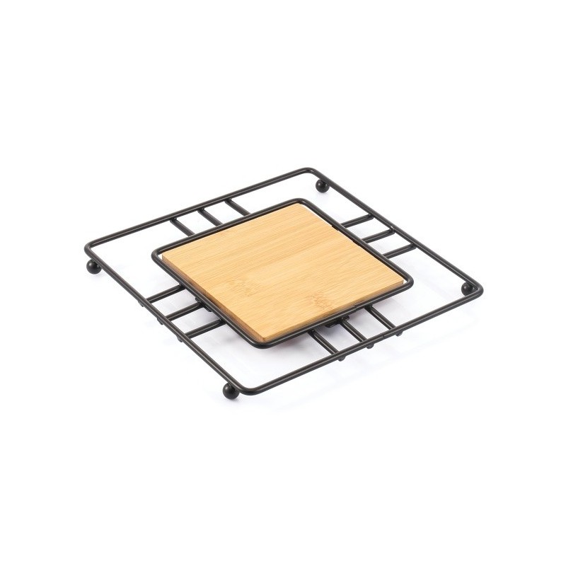 spirella Dessous de plat Design industriel Bambou & Acier ELIE Noir mat MSV