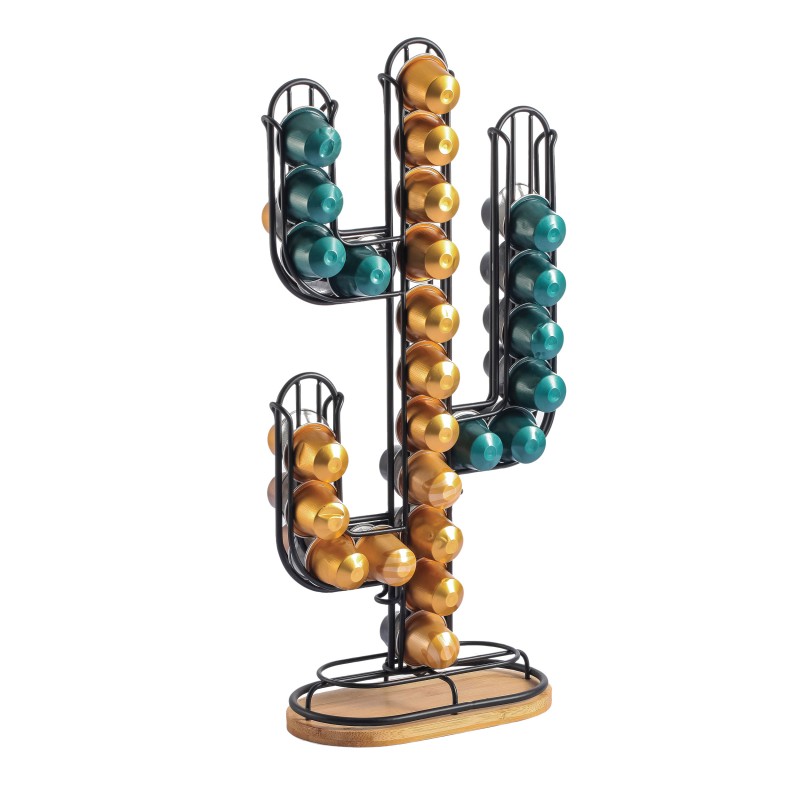 spirella Distributeur de dosettes cactus design industriel Bois & Acier ELIE Noir mat MSV