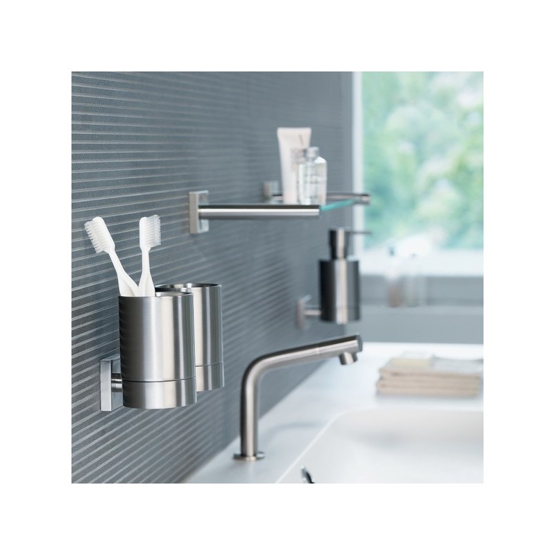 Spirella Distributeur De Savon à  Fixer Acier Inoxydable Chromé NYO Gris Spirella