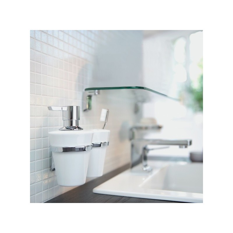 Spirella Distributeur De Savon à  Fixer Porcelaine Et Acier Chromé MAX LIGHT Blanc Spirella