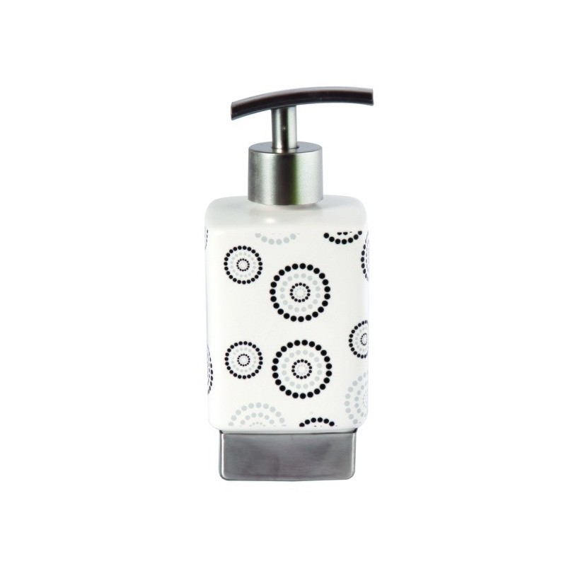 spirella Distributeur de savon Céramique DOTS Gris & Blanc MSV